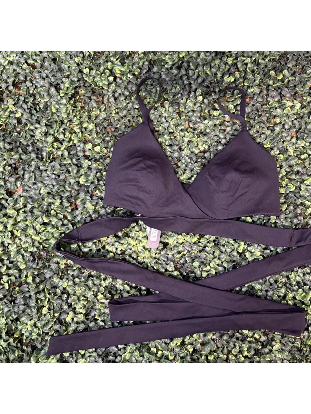 NikeSKIMS Matte Wrap Bra Obsidian Black Size S NWT